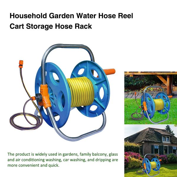

portable 20m 30m 40m household garden water hose reel cart pipe storage car washer pipehose winding tool rack holder