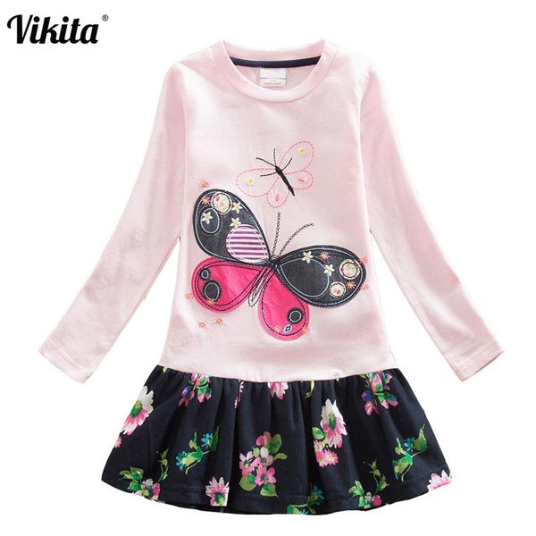 

vikita brand 2-8y dress for baby girls long sleeve clothes tutu party flower girl dresses children kid floral dresses lh5460 mix, Red;yellow