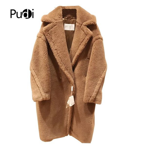 

pudi ct817 2019 new women fashion real sheep fur over coat girl leisure solid jacket coat, Black