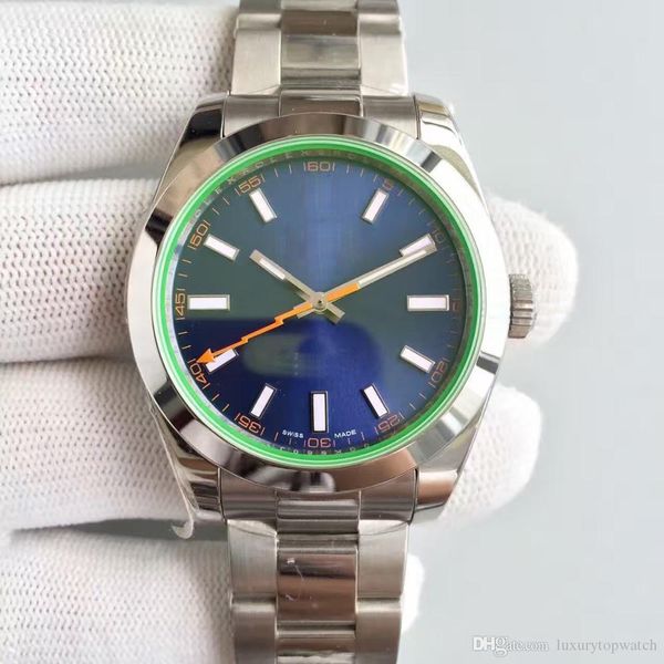 

2020 men's watch 116400 series 40mm blue dial 2813 automatic movement stainless steel strap men wristwatch ship, Slivery;brown