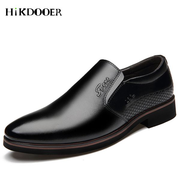 

new arrival men dress slip on shoes pointed toe leather flat shoes formal wedding basic zapatos de hombre, Black