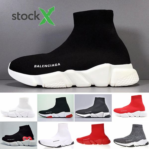 

2019 designers men women speed trainer sock shoes black white red glitter flat fashion mens trainers runner size 36-45 rtd-9