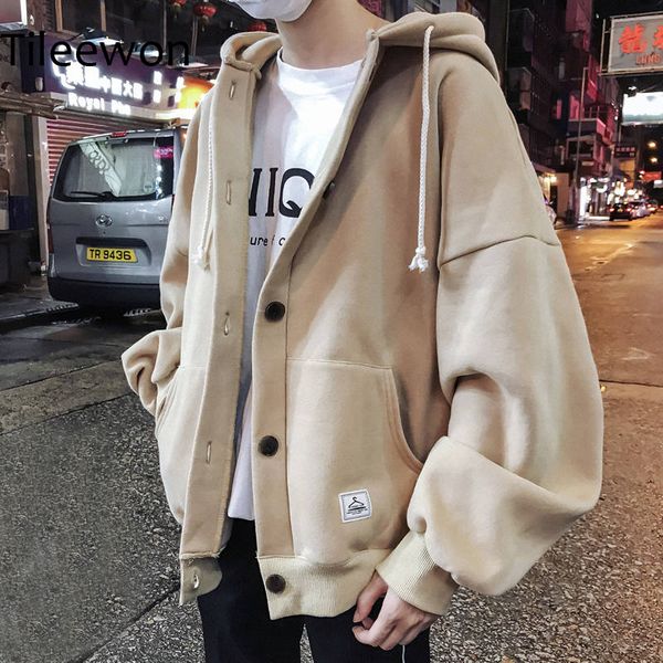 

new 2020 cool casual winter fleece hoodies men women harajuku solid color warm sweatshirt korean teens fashion hoodie sweatshirt, Black