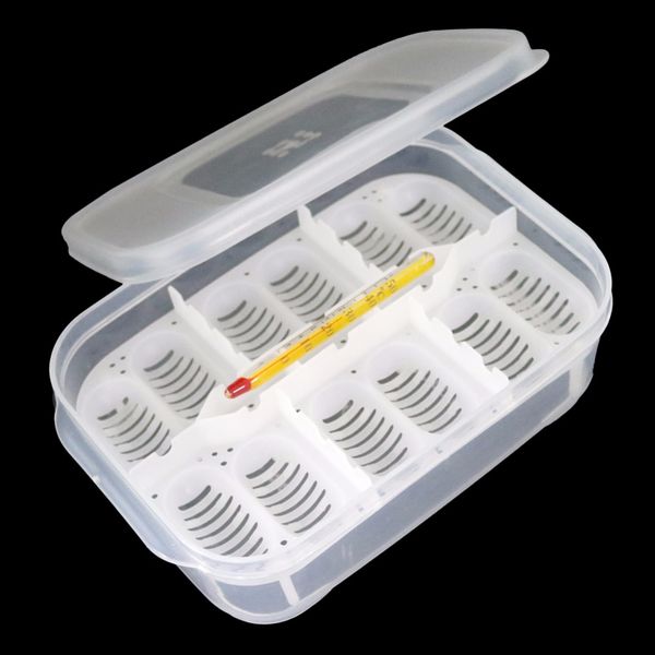 

new 12 holes reptile egg incubation tray with thermometer incubating gecko lizard snake eggs incubation tool