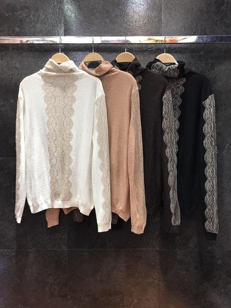 

2019 aww new women's high neck bright silk knitting decoration long sleeve versatile bottoming 1109, White;black