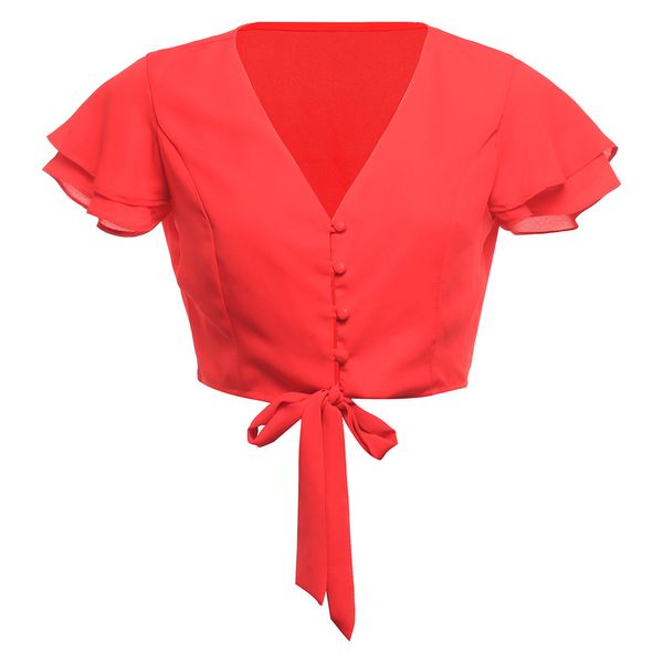 

travel daily solid short sleeve v neck club party slim fit summer shopping casual crop women shirt, White