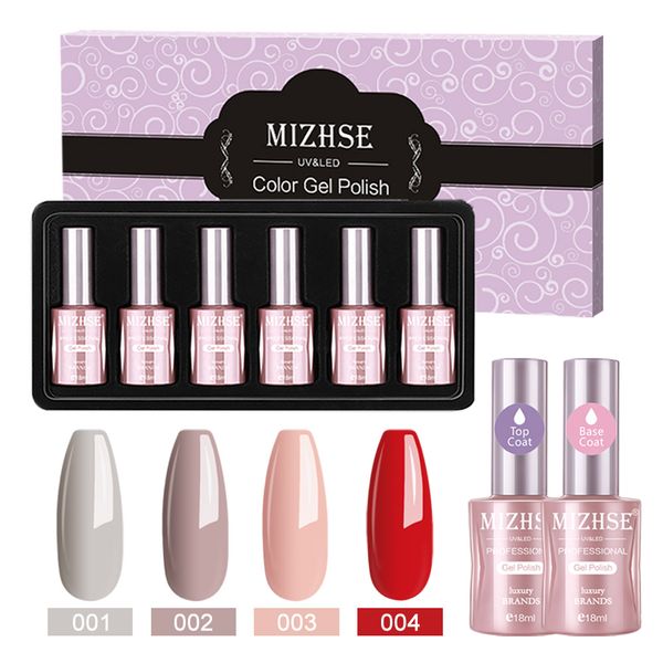 

mizhse 6pcs soak off grey pink gel polish nail art long lasting hybrid nail gel lacquer white black hybrid polish set
