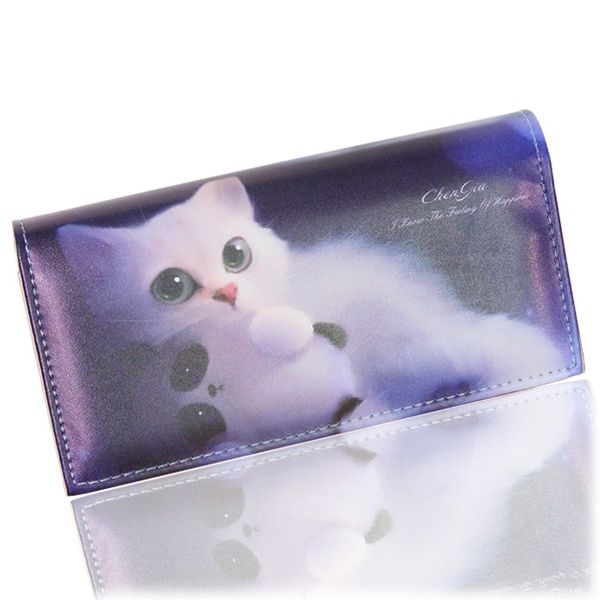 

lady purses long women wallets pu leather handbags brand design cat money bag female girls coin purse cards holder wallet burse, Red;black