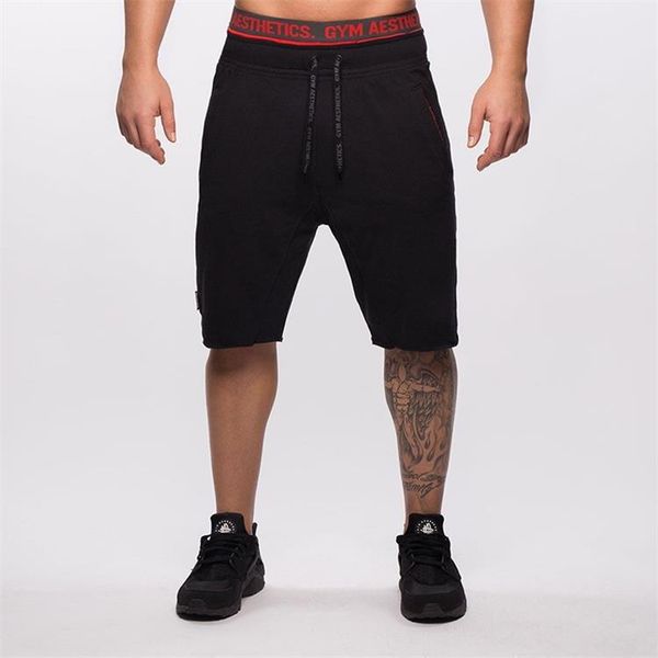 

muscle fitness brothers men's summer pure cotton sports 5 pants loose-fit running trend elasticity shorts, Black;blue