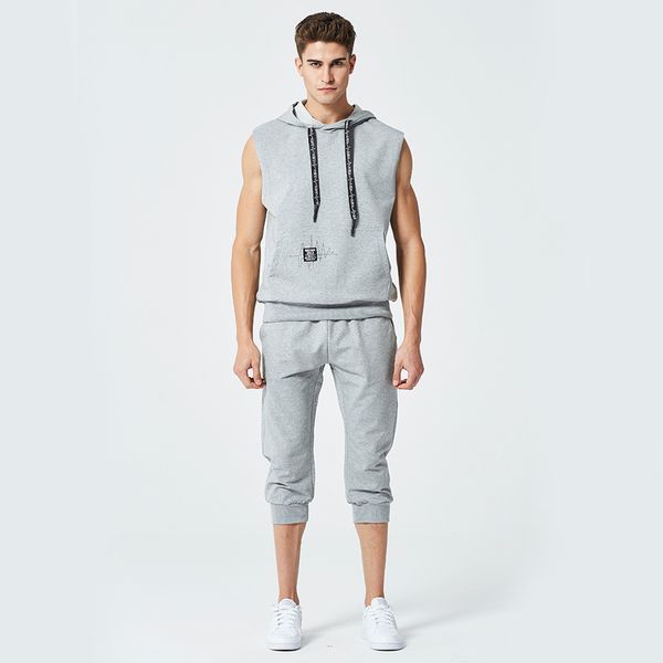 

Mens Tracksuits New Summer Hooded Set Male Tracksuit Short-Sleeved T Shirt Shorts Casual Fashion Patchwork Casual Suits Sportswears