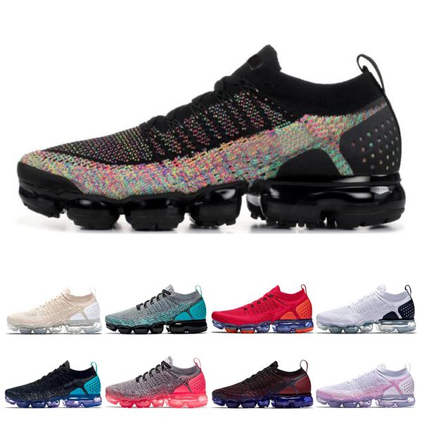 

New air 13 vapormax knit 2 0 fly men women running hoe volt multicolor triple black white be true men trainer neaker