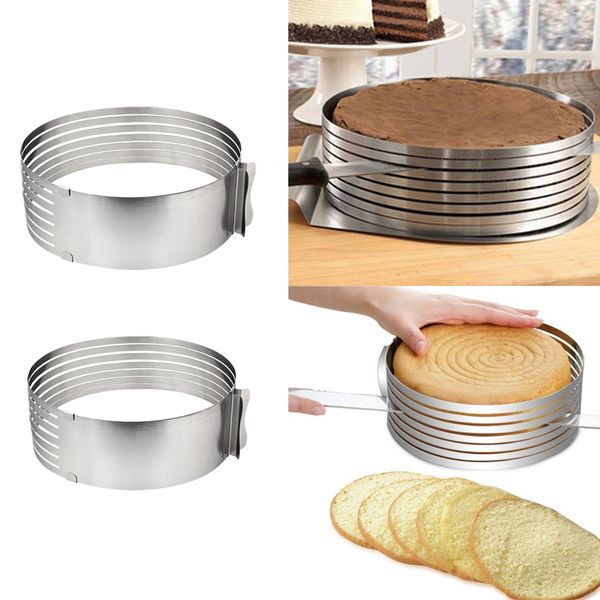

2pcs stainless steel cake mould adjustable slicer layer baking cutter