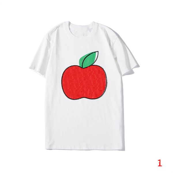 

2020 womens tee shirt casual summer short sleeve apple print t-shirt fashion womens t shirt cloth2, White