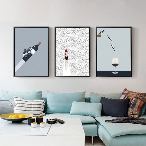 

fashion poster swimmng canvas painting wine wall art print bikini modern picture for living room on the wall home decor