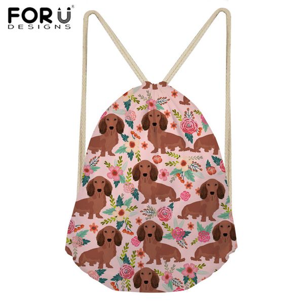 

forudesigns drawstring bag sports women's backpack dachshund dog printing sport bag for women fitness gym sack training daypack