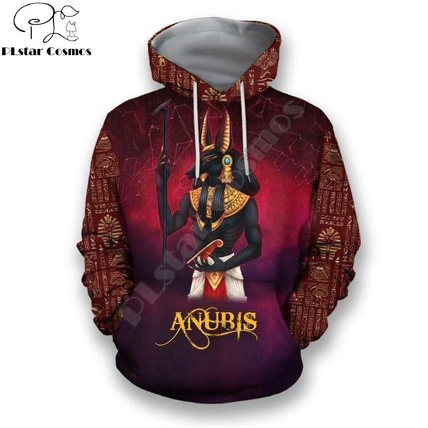 

egyptian god eye of horus pharaoh anubis face 3d printed hoodies harajuku fashion hooded sweatshirt drop shipping, Black