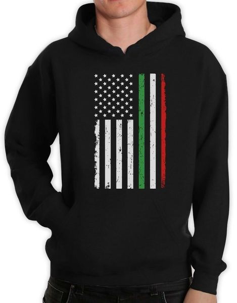 

big distressed italian american flag italy u.s.a men hoodie gift idea streetwear, Black