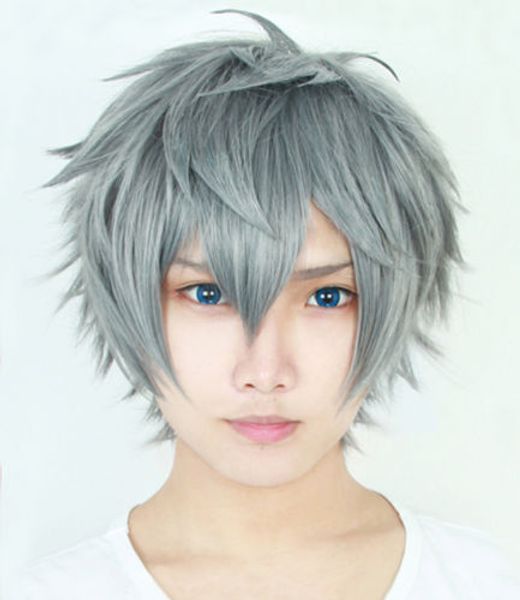 Ensemble Stars Sena Izumi Parrucca per capelli Cosplay resistente al calore blu misto grigio corto