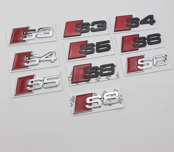 

wholesale decal sticker car auto metal 3d car emblems chrome badges bumper stickers black silver s3 s4 s5 s6 s7 s8 for audi car-styling