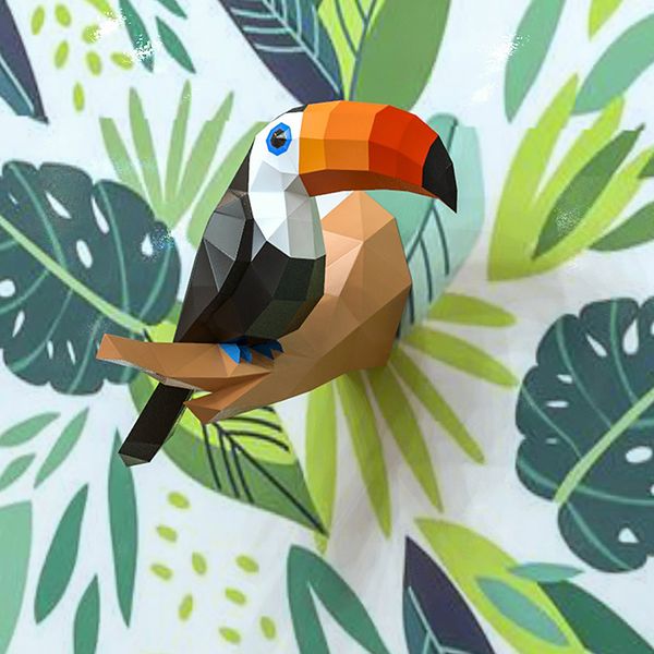 

3d paper model toucan papercraft home decor wall decoration puzzles educational diy kids toys birthday gift 887 y200704