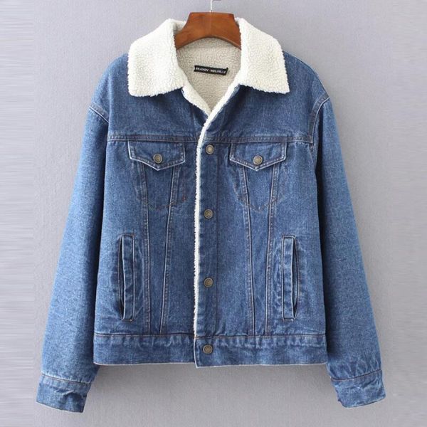 

winter denim jacket for women new 2019 fashion female bomber jacket warm wool lining coat female casual harajuku casaco feminino, Black;brown