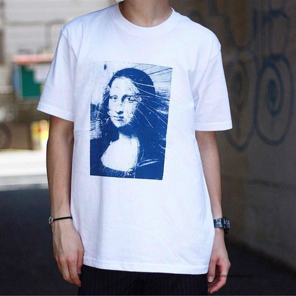 

new box logo 18ss week19 mona lisa tee luxury casual street skateboard fashion short sleeved summer outdoor tour designer, White;black