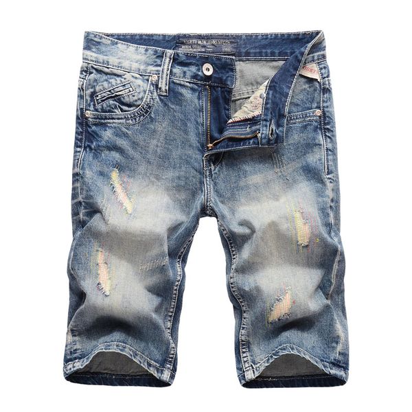 

summer fashion mens jeans shorts ripped jeans for men denim shorts brand street youth casual beach men, Blue