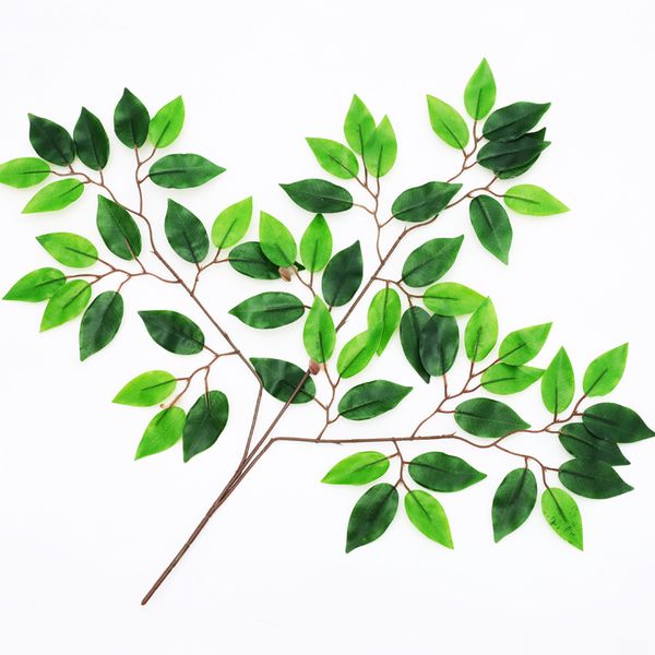 

green artificial decorative ficus leaf plastic branch silk and rubber plastic material silk leaf bar background home decoration