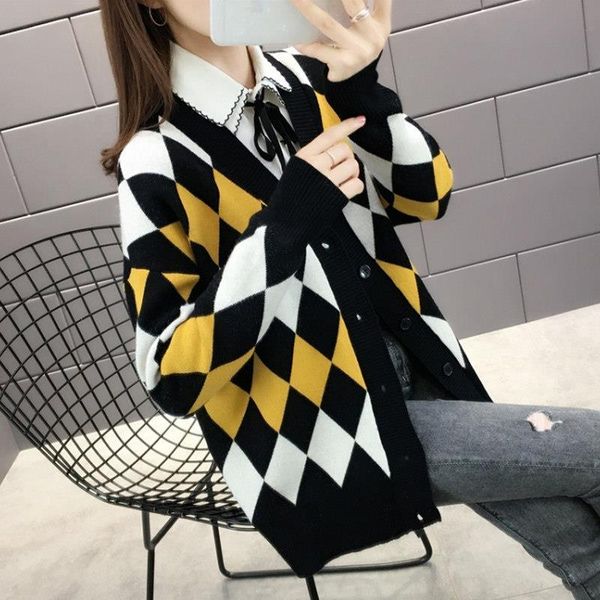 

women's net red sweater cardigan autumn winter 2019 new women's button knit jacket cardigan tide, White