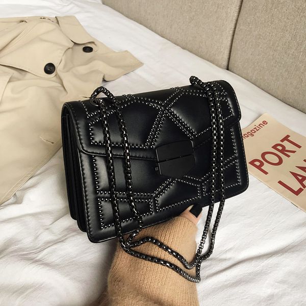 

bags for women women's bags originality design handheld women's bag 2019 texture rivet chain single square bag