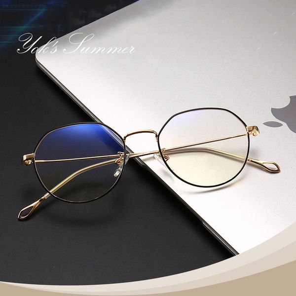 

yok's anti blue ray irregular glasses women ultra light metal optical frame computer gaming eyewear myopia spectacle wn1221, White;black