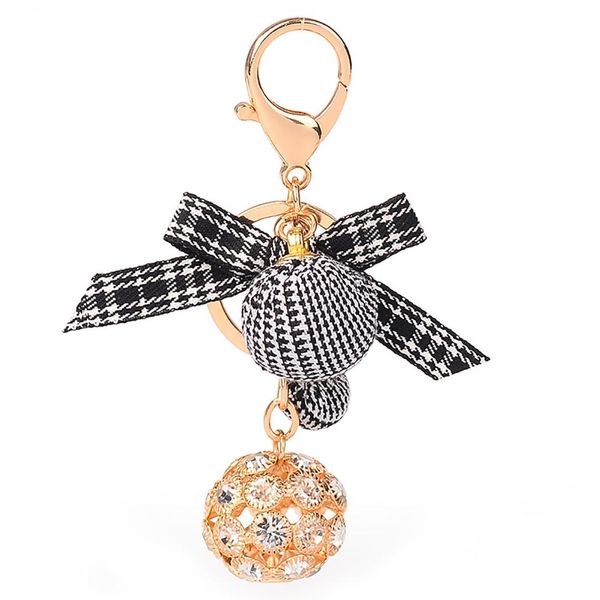 

fashion cloth ball bowknot rhinestone alloy keyring women key chain bag pendant, Silver