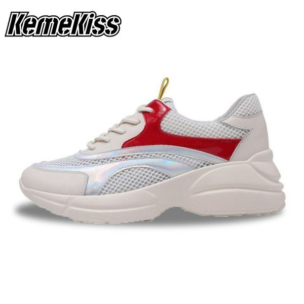 

kemekiss real leather fashion casual running sneakers young ladies daily fitness mesh breathable shoes footwear size 34-40