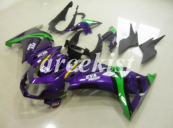 

new abs injection mold fairing kits for kawasaki ninja 250 2008 - 2014 zx 250r sport motorcycle fairings set ex250 08-14 purple green