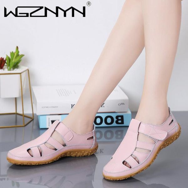 

women genuine leather sandals casual summer ladies closed toe beach sandals women flats shoes comfort female sneakers, Black