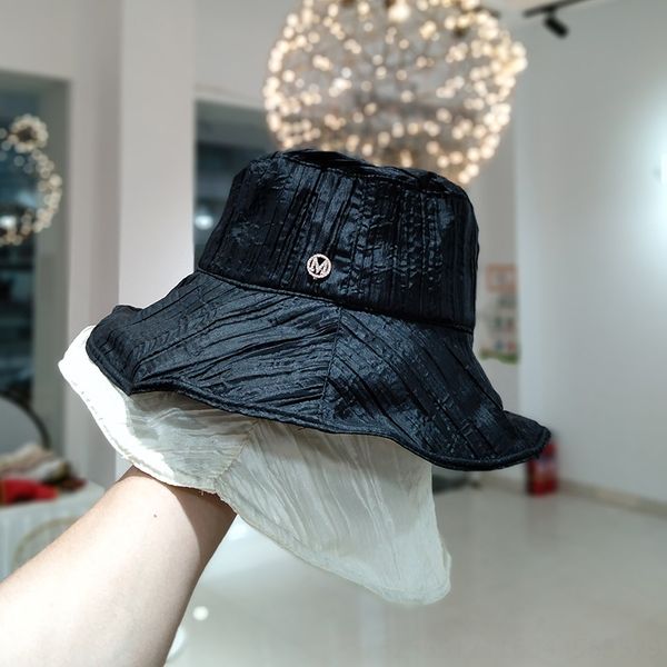 

socnh summer letter fisherman artistic temperament embroidery basin all-match sunshade bucket bucket embroidered fisherman tide hat hat fema, Blue;gray