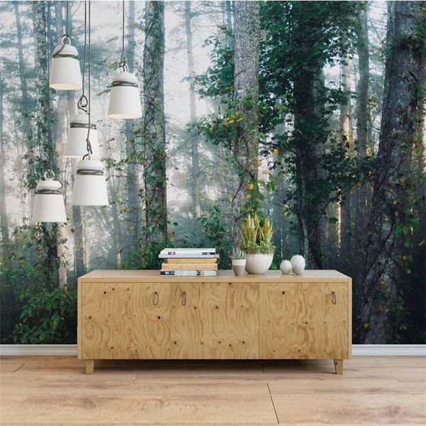 

mural papel de parede 3d custom wallpaper scandinavian fog forest background wall wall murals p wallpaper behang
