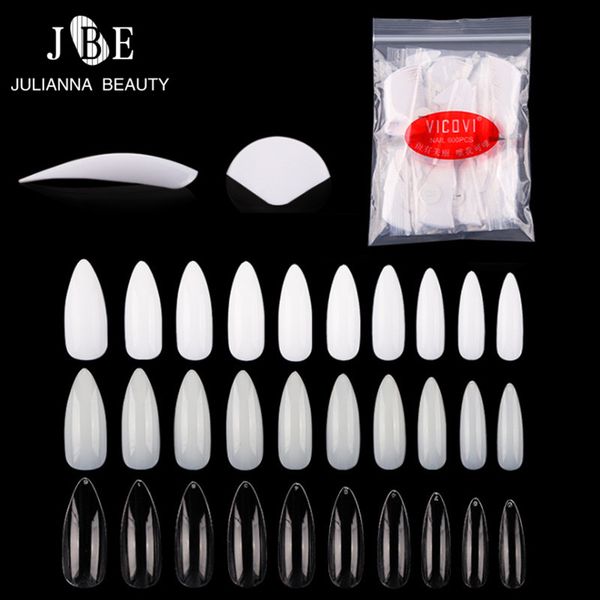 

600pcs/bag professional acrylic fake ballerina full nail tips french long coffin almond false nail diy tips white/beige/clear, Red;gold