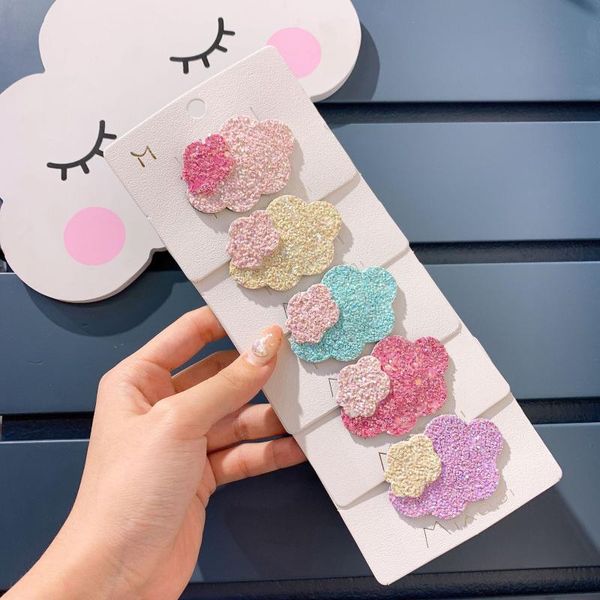 

10pcs ins fashion cute cloud snap clips macron color cartoon barrettes princess headwear boutique hair accessories, Slivery;white