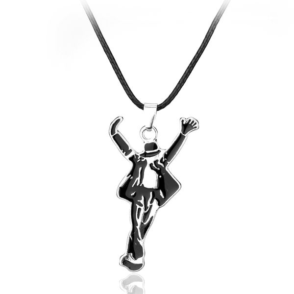 

monumental michael jackson enamel star singer mj necklace dancer pendant necklace gift for fans jewelry cool accessories, Silver