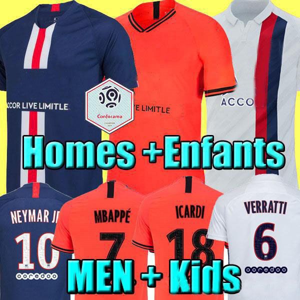 

maillots de football kit 19 20 psg soccer jersey 2019 2020 mbappe icardi marquinhos jersey shirt men kids sets maillot de foot cavani, Black