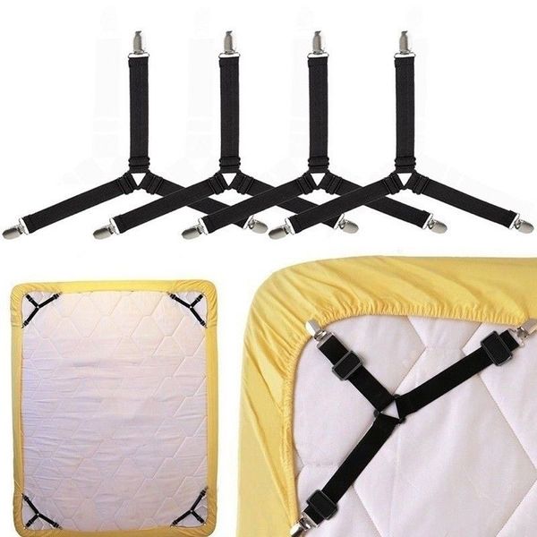 

4pcs/set adjustable bed mattress sheet clips grippers straps suspender fastener holder