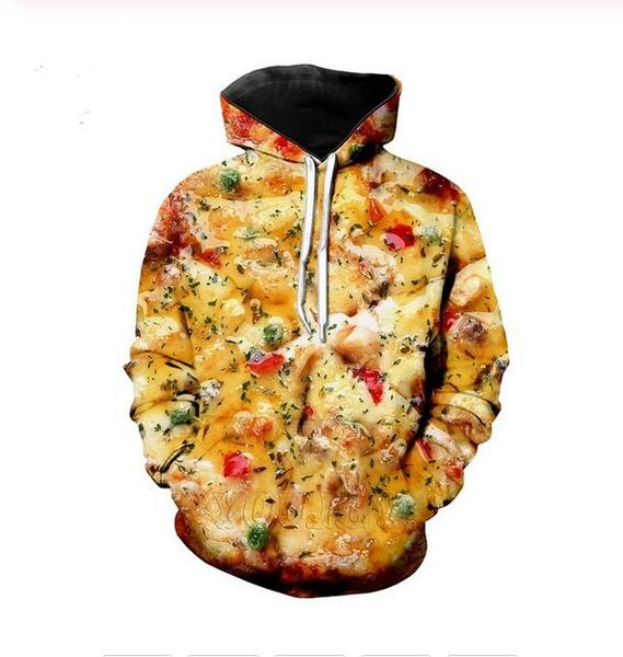 

new fashion cool sweatshirt hoodies men women 3d print food pizza fashion style streetwear long sleeve clothes tz025, Black