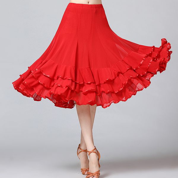 

2019 national standard dance skirts lady ballroom dance skirts female modern dancing tango performance costume, Black;red