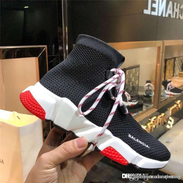 

no.1balenciagdesigners low speed lace-up black knit runners laces sock trainers sneakers beige sneakersd with original box, Blue;gray