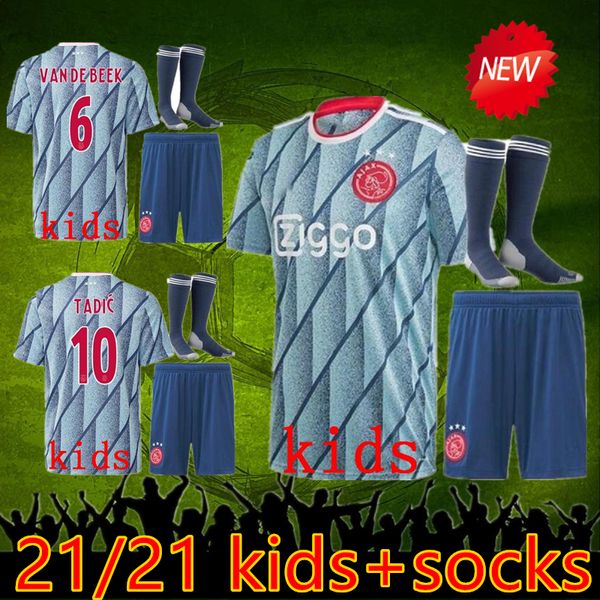 

ajax away jersey 2021 ajax kids soccer jersey kit 2021 tadic van de beek ziyec neres ajax maillot de foot kid football shirt, Black
