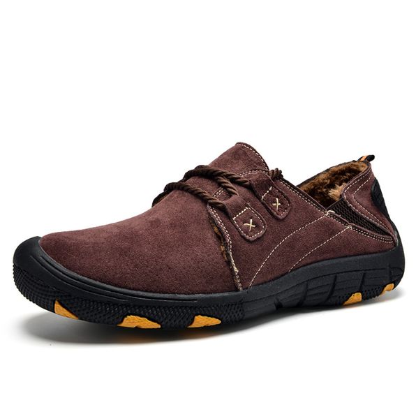 

plus size 38-48 new fashion men suede leather sneakers genuine leather man brand slip-on loafers shoes winter, Black