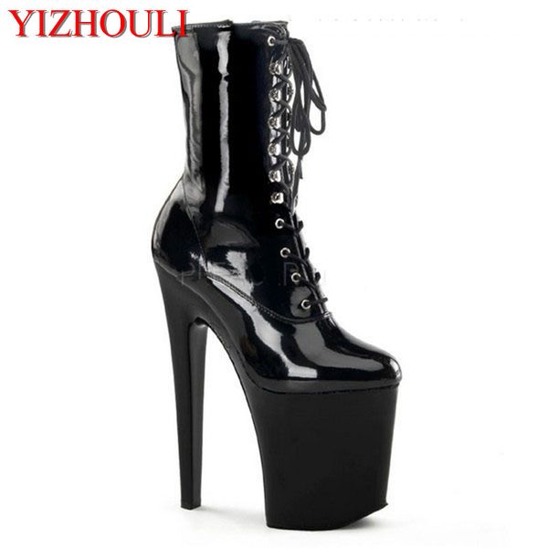 

17 cm high heel boots, skinny nightclub dancing shoes, painted fashion women's ankle boots, Black
