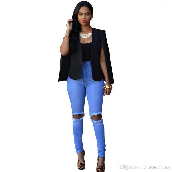 

black white female ol work coats jacket clothes women cape cloak