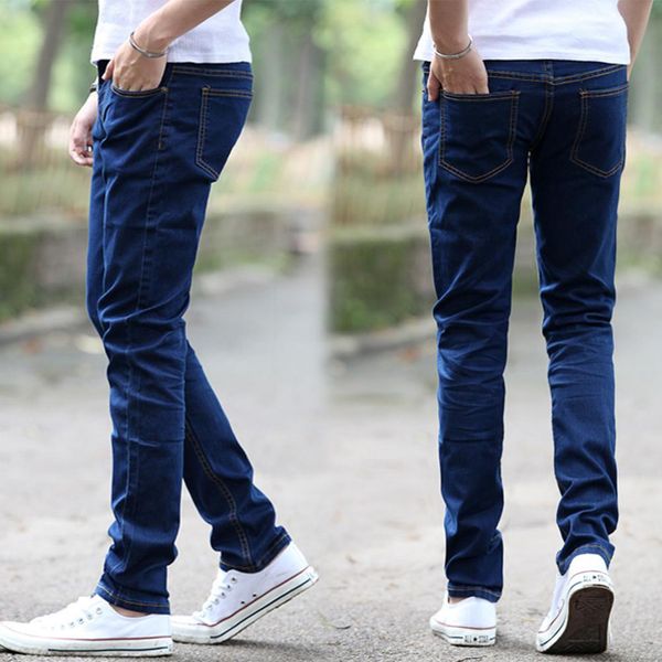 

zacoo men fashion casual all-match straight leg jeans, Blue